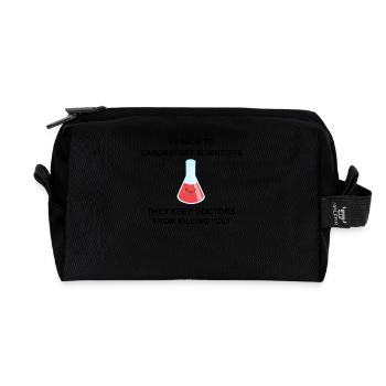 Be nice to laboratory scientists! - Recycled Toiletry Zip Bag - black - Front