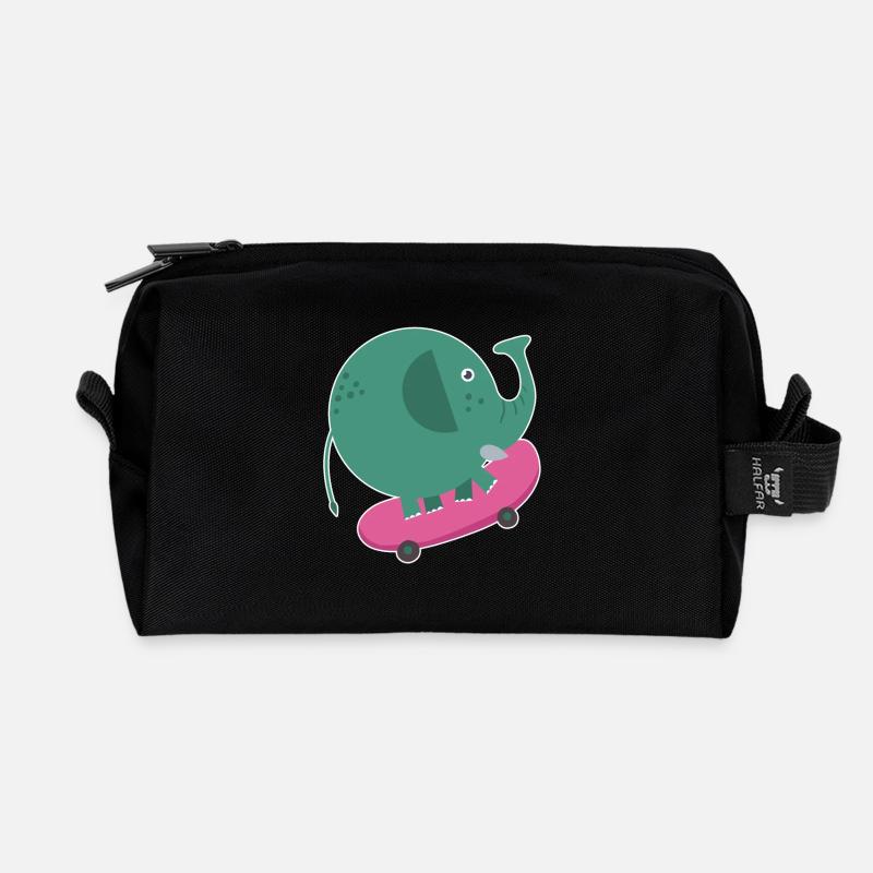 Skater Elefant - Recycelte Kulturtasche - Schwarz