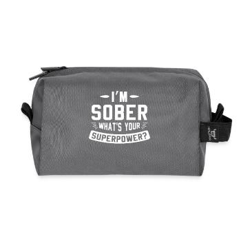 Sober Superpower Motivational Design - Recycled Toiletry Zip Bag - anthracite - Front