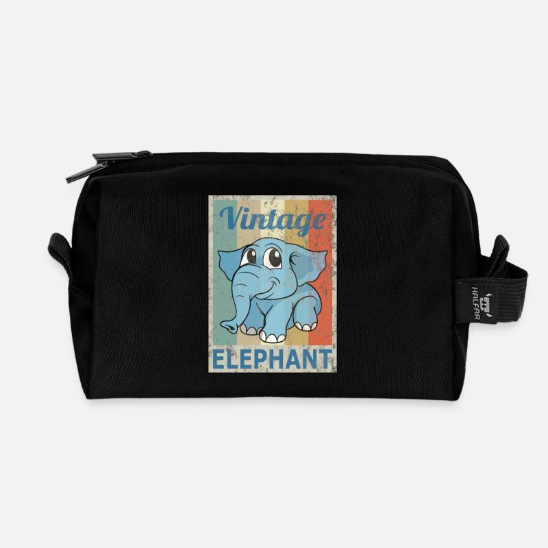 Elephant Elefant Vintage Retro Style Grunge - Recycelte Kulturtasche - Schwarz