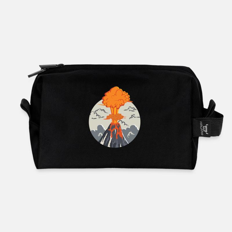 Ausbrechender Vulkan - Recycelte Kulturtasche - Schwarz