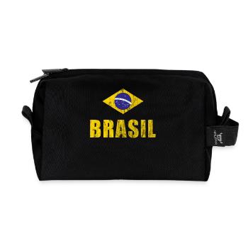 Brazil Soccer T-Shirt Jersey Fanshirt Fans - Recycled Toiletry Zip Bag - black - Front