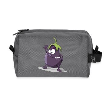Aubergine - Trousse de toilette en tissu recyclé - anthracite - Devant