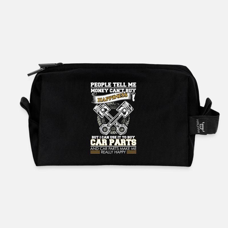 Car is Happiness - Recycled Toiletry Zip Bag - black