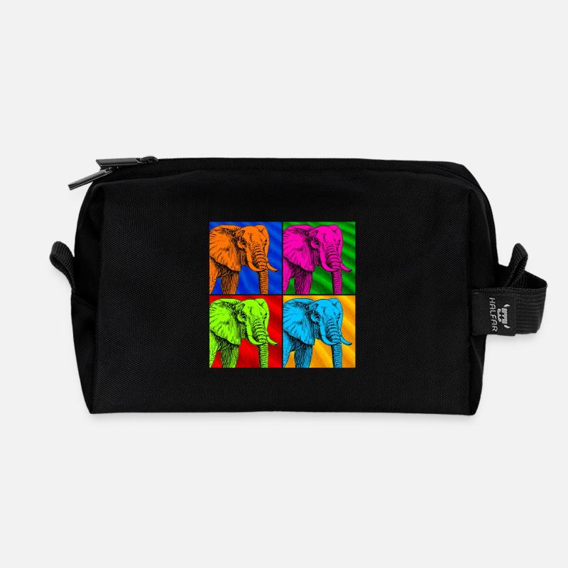 Elefant - Recycelte Kulturtasche - Schwarz