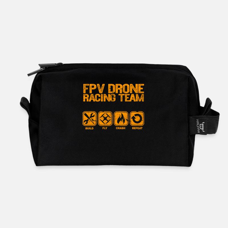 FPV Drone Build Fly Crash Repeat Geschenk Copter - Recycelte Kulturtasche - Schwarz