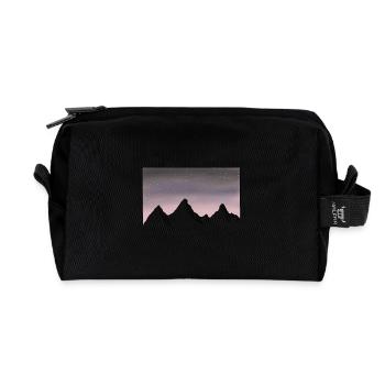 Mountains starry night sky - Recycled Toiletry Zip Bag - black - Front