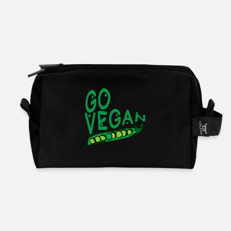 Go Vegan - Recycelte Kulturtasche - Schwarz