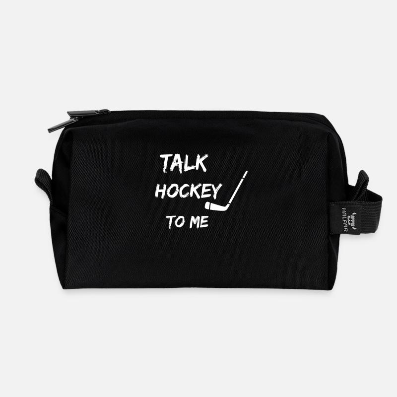 Hockey Eis Feld Ball Roll schläger sport puck cool - Recycelte Kulturtasche - Schwarz