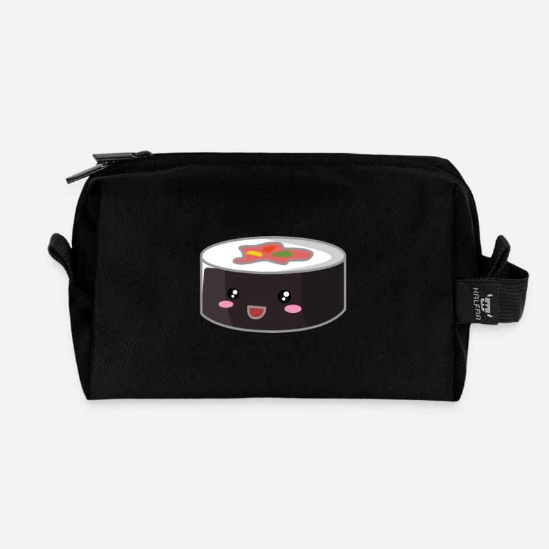Sushi Roll / Reis / Japan - Recycelte Kulturtasche - Schwarz