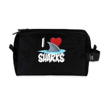 J'aime les requins semaine mignonne de nouveauté de l'idée de cadeau de requin pour Shark Lovers Graphic Shark Fin - Trousse de toilette en tissu recyclé - noir - Devant