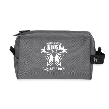 I'm not a social Butterfly i'm a sarcastic Moth - Recycled Toiletry Zip Bag - anthracite - Front
