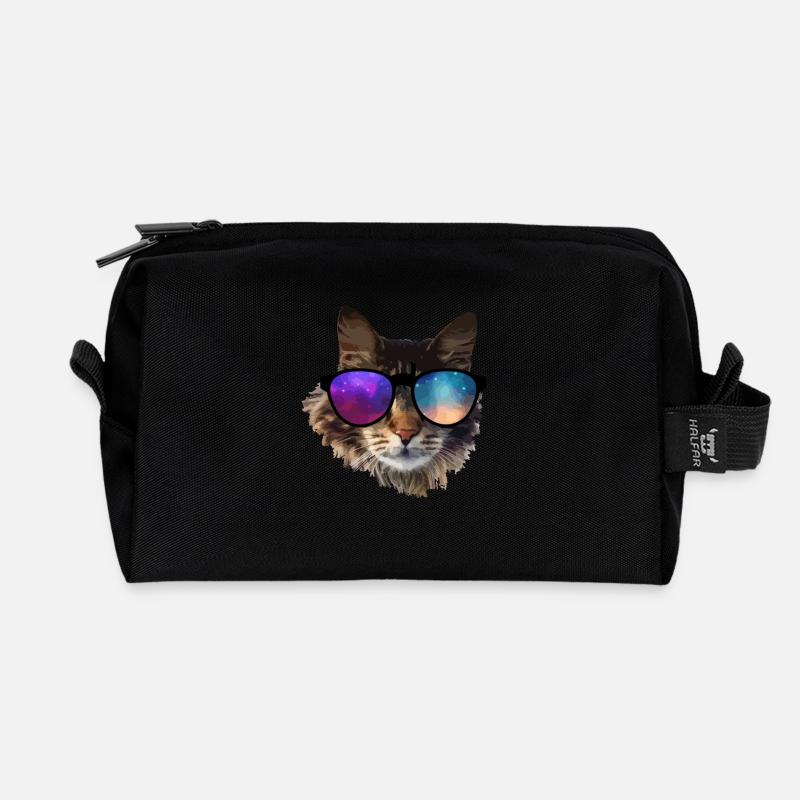 Katze - Recycelte Kulturtasche - Schwarz