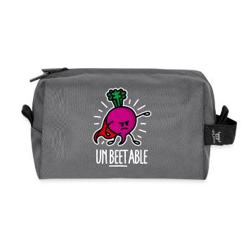 Unbeetable / unbeatable beetroot beet on dark - Recycled Toiletry Zip Bag - anthracite - Front