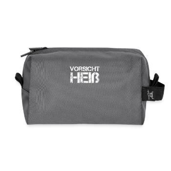 beware hot - Recycled Toiletry Zip Bag - anthracite - Front