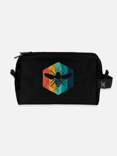 Biene Retro Imker - Recycelte Kulturtasche - Schwarz