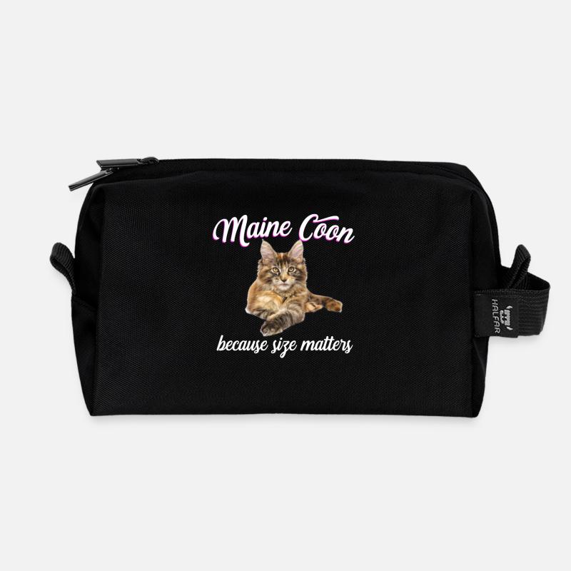 Maine Coon Cat Because Size Matters - Recycled Toiletry Zip Bag - black