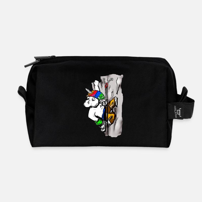 kletterndes Einhorn - Recycelte Kulturtasche - Schwarz