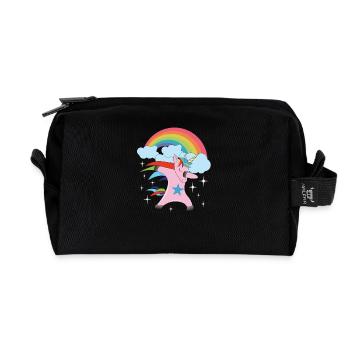 Einhorn Regenbogen Dab Dabbing Unicorn Fabeltier - Recycelte Kulturtasche - Schwarz - Vorne
