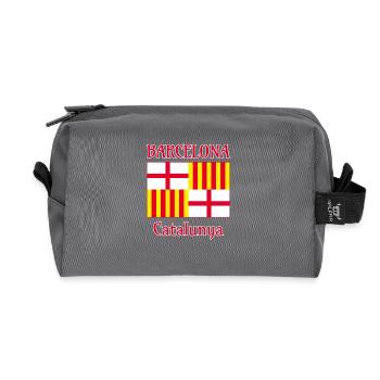 Barcelona flag in red white and yellow - Recycled Toiletry Zip Bag - anthracite - Front