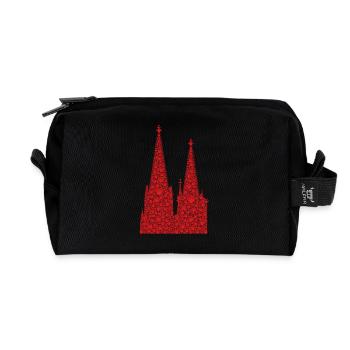 Cathédrale de Cologne Coeurs Kölle Amour Coeur Carnaval Cologne - Trousse de toilette en tissu recyclé - noir - Devant
