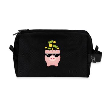 Cool piggy bank - Recycled Toiletry Zip Bag - black - Front