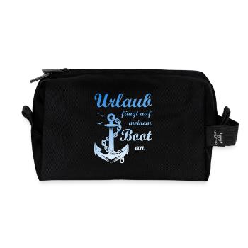 Urlaub fängt auf meinem Boot an Anker T-Shirt - Recycelte Kulturtasche - Schwarz - Vorne