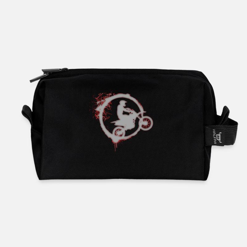 Motocross motorcycle gift - Recycled Toiletry Zip Bag - black