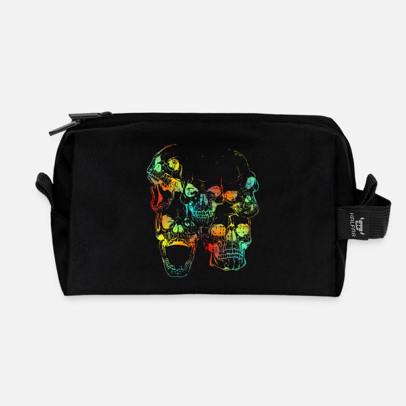 Skulls - Recycelte Kulturtasche - Schwarz