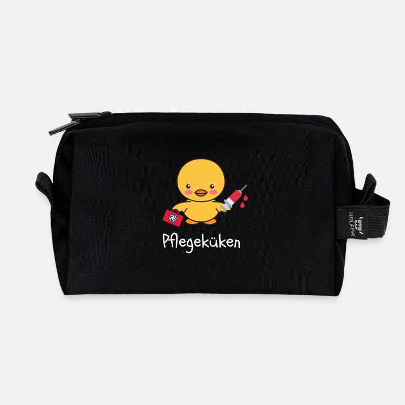 Pflegeküken - Neu in der Pflege oder Azubi? - Recycelte Kulturtasche - Schwarz
