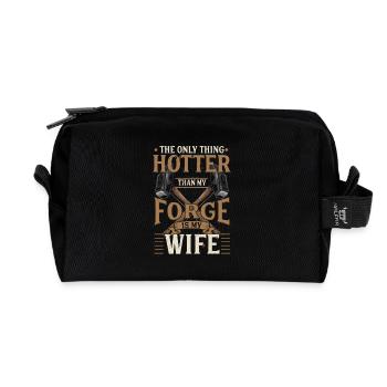 Blacksmith Forging Gift - Recycled Toiletry Zip Bag - black - Front
