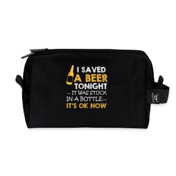 I'm saving a beer, it's stuck in a bottle - Recycled Toiletry Zip Bag - black - Front