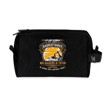 Never mess with an excavator driver - Recycled Toiletry Zip Bag - black - Front