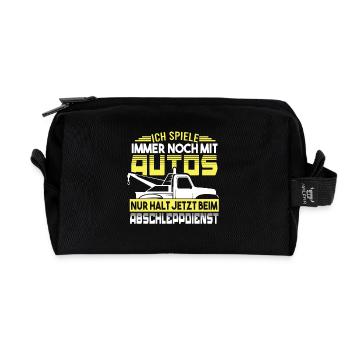Abschleppdienst Ich spiele immer noch mit Autos - Recycelte Kulturtasche - Schwarz - Vorne