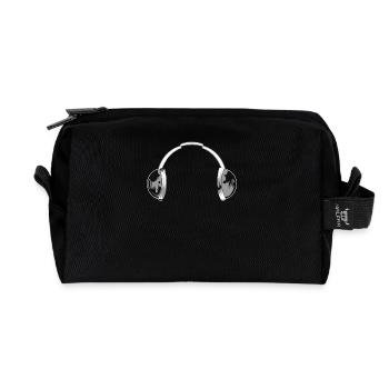 Kopfhörer Musik hören Shirt - Recycelte Kulturtasche - Schwarz - Vorne