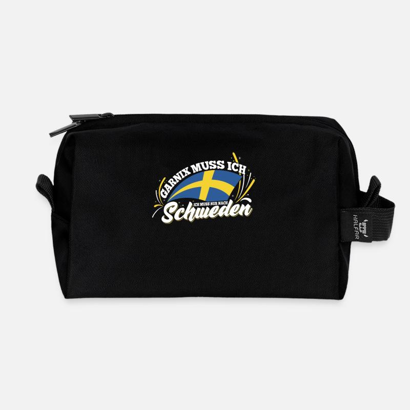Schweden garnix muss ich nur nach Schweden Winston - Recycelte Kulturtasche - Schwarz