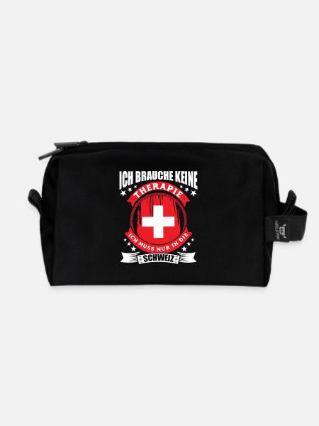 Schweiz Ich brauche keine Therapie - Recycelte Kulturtasche - Schwarz