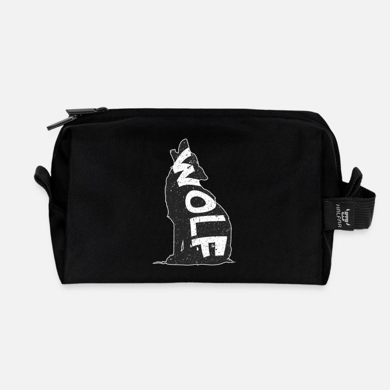 Schwarzer Wolf auf Sternenhintergrund - Recycelte Kulturtasche - Schwarz