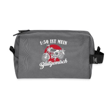 DDR Moped Spruch // 1:50 ist mein Blutgemisch - Recycelte Kulturtasche - Anthrazit - Vorne