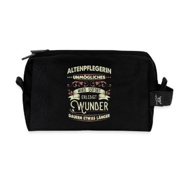 Altenpflegerin Shirt Unmögliches wird sofort - Recycelte Kulturtasche - Schwarz - Vorne