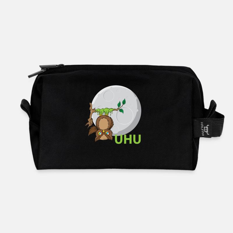 Uhu Eule Vogel Kleber - Recycelte Kulturtasche - Schwarz