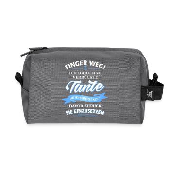 Finger weg! verrückte Tante Verwandte Familie Kind - Recycelte Kulturtasche - Anthrazit - Vorne