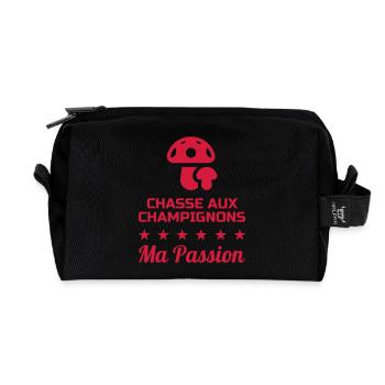 Mushroom / Champignon / Pilz / Picking - Recycled Toiletry Zip Bag - black - Front