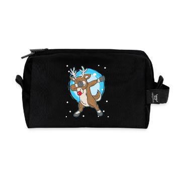 Christmas reindeer Rudolf Dab Red nose - Recycled Toiletry Zip Bag - black - Front
