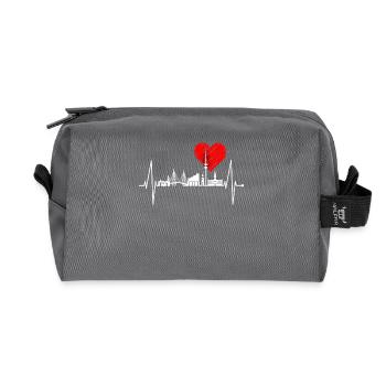 Hamburg Skyline Herzschlag Hamburger Hafen Fan - Recycelte Kulturtasche - Anthrazit - Vorne