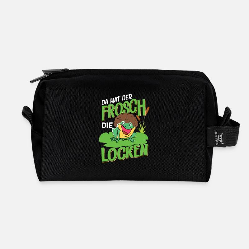 Da hat der Frosch die Locken - Recycelte Kulturtasche - Schwarz