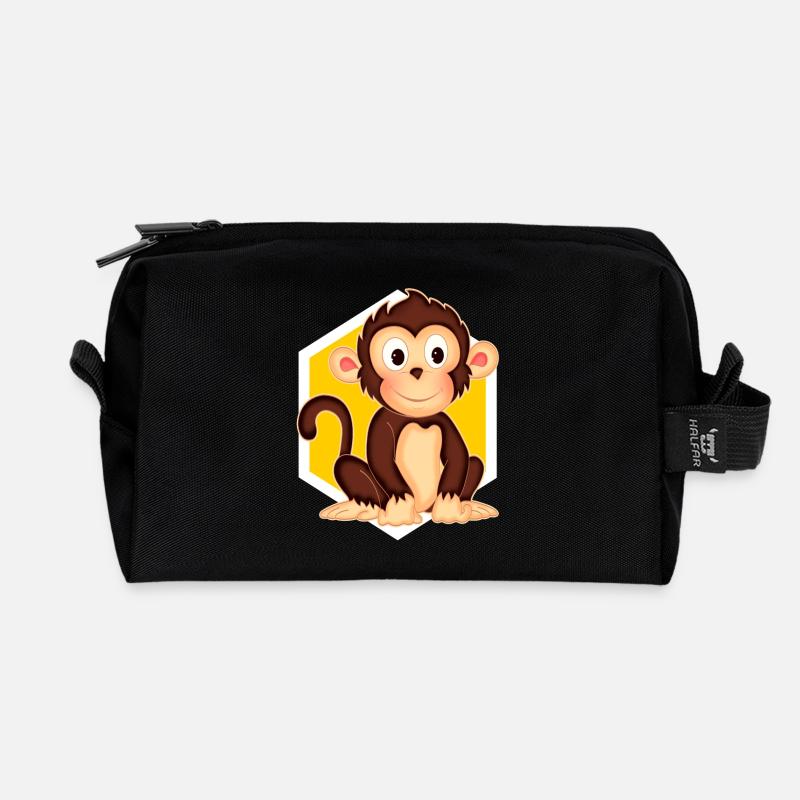 Kleines Äffchen - Recycelte Kulturtasche - Schwarz