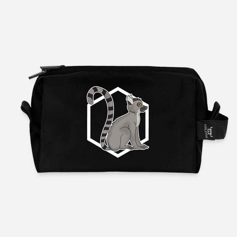 Lemur Äffchen - Recycelte Kulturtasche - Schwarz