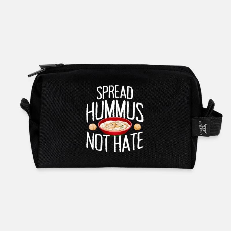 Spread Hummus Not Hate Vegan Geschenk Für Veganer - Recycelte Kulturtasche - Schwarz