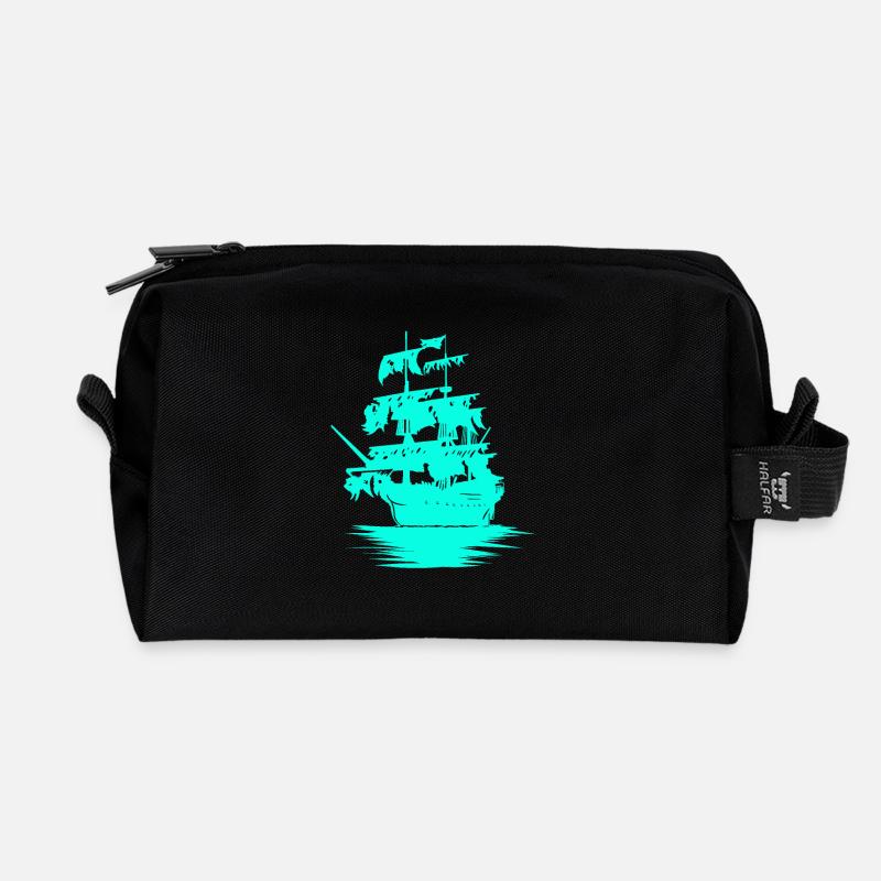Segelschiff Schiff Seefahrt Fantasy Maritim Jolle - Recycelte Kulturtasche - Schwarz